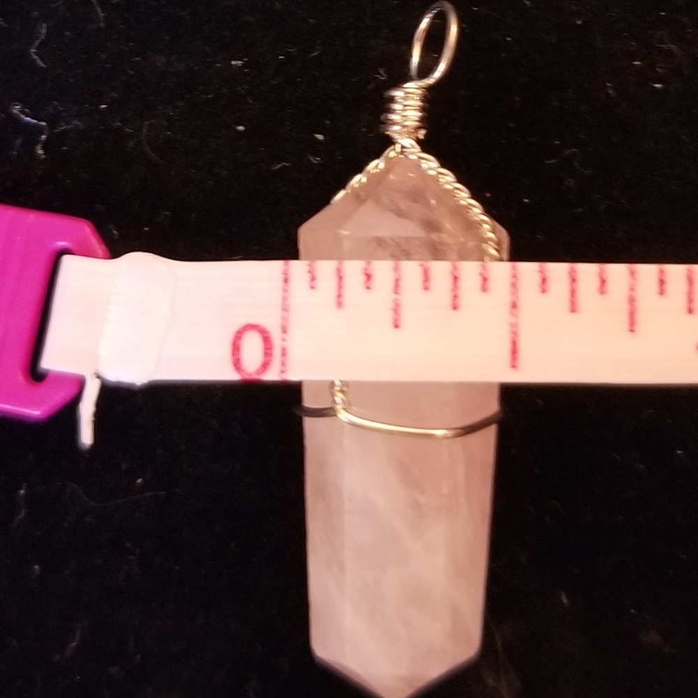 NWT Pink Quartz Sterling WireWrap Pendnt - Picture 3 of 8
